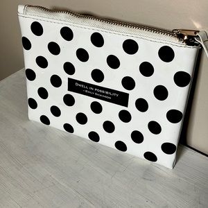 Indigo cosmetic bag pencil case vinyl makeup travel Black White polka dot small